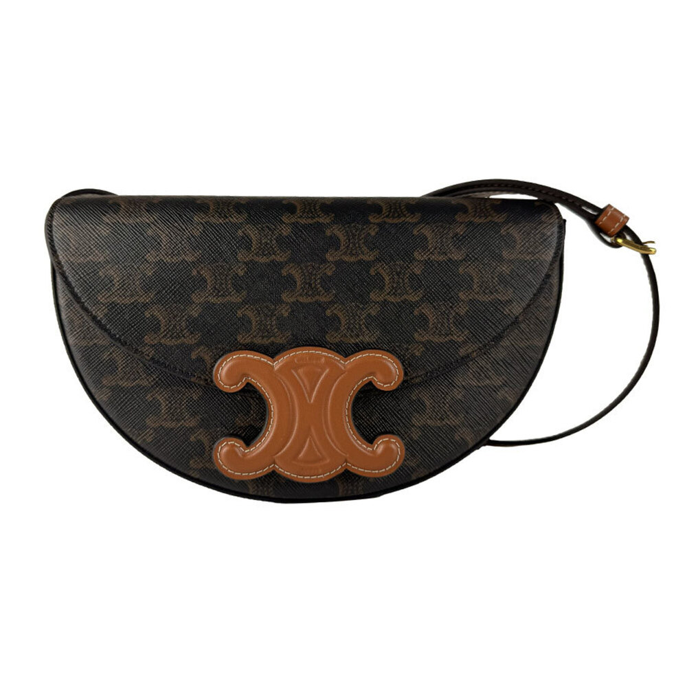 Celine CELINE Shoulder Bag Cuir Triomphe Besace Leather Brown Women's z10853